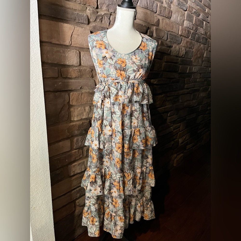 Maxi Flutter Flounce Backless Dress